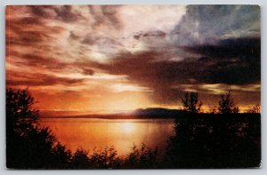 Alaska~Sunset View Photo Of Water & Mtns Taken Near Anchorage~Vintage Postcard