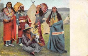 Native American Indian Warriors 1910c postcard