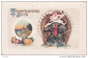 Thanksgiving Joys, Fall Country Scene and Bounty, Chubby little boy riding wi...