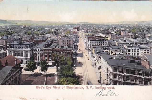 New York Binghamton Birds Eye View Looking West 1906