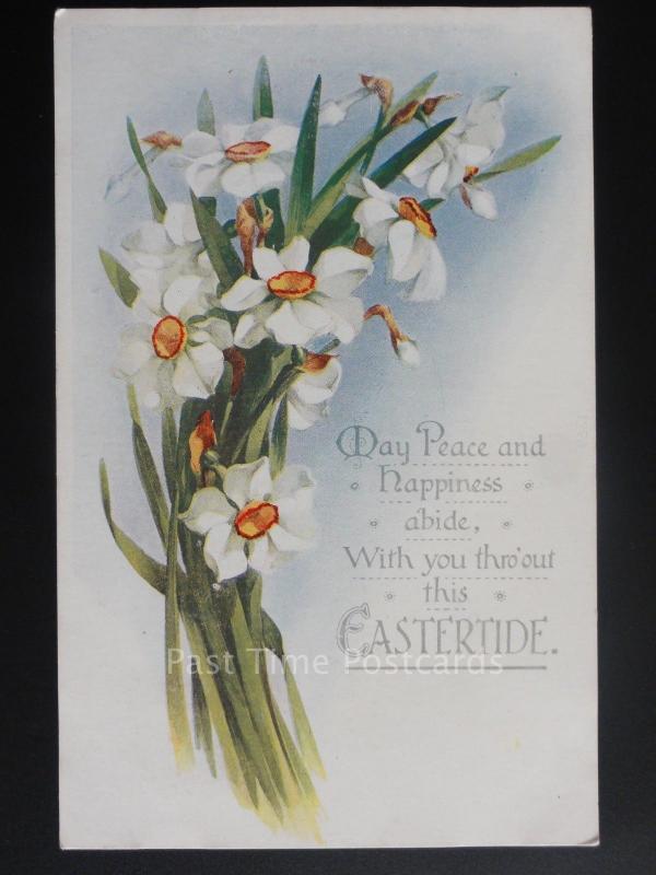 Easter Greeting: EASTERTIDE 'May Peace & Happiness Abide' Old Postcard By E.Mack