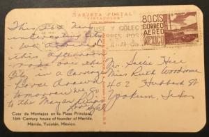 Postcard Used Casa de Montejos en la Plaza Principal Yucatan Mexico LB