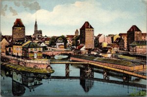 Strassburg Bei Den Gedeckten Brucken Bridge VTG Postcard DB WOB Note 