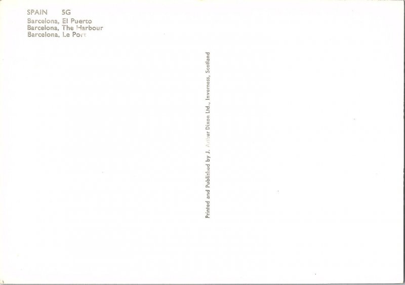 Barcelona Spain's Harbour and Boats Continental Postcard