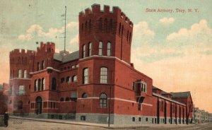 Vintage Postcard 1912 National Guard State Armory Building Troy New York NY