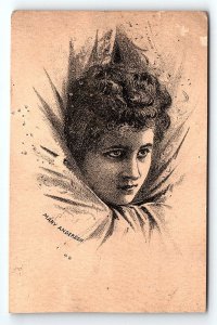 c1880 MARY ANDERSON YOUNG GIRL VICTORIAN BLANK ADVERTISING TRADE CARD P1737