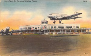 Linen Era1950, Beautiful Love Field  Air Terminal, Dallas, TX, Old Postcard