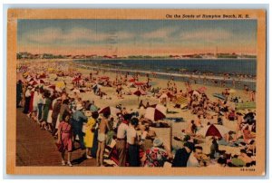 1949 On The Sands Swimsuit Sunshade Hampton Beach New Hampshire Vintage Postcard