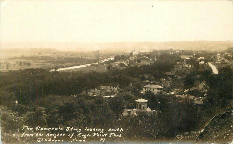 Birdseye Dubuque Iowa Eagle Point Park 1936 RPPC Photo Postcard 263