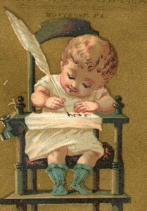 1880's Amos Nichols Montroseipa Cute Infants in High Chain 4 Trade Card Set F27