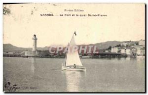 Old Postcard Lighthouse Cannes Port and Quai Saint Pierre Boat