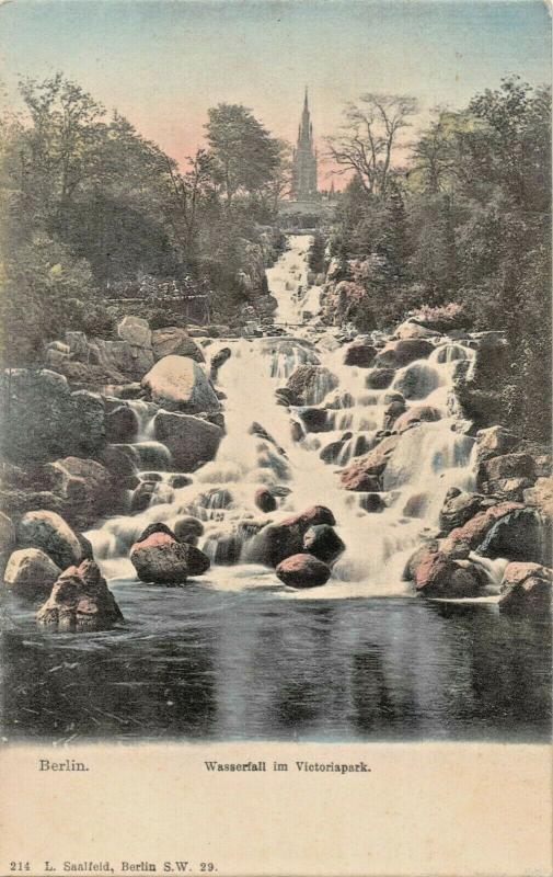 BERLIN GERMANY~WASSERFALL im VICTORIAPARK~L SAALFELD 1900s PHOTO  POSTCARD