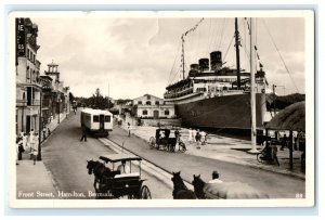 Front Street Scene Hamilton Bermuda Real Photo RPPC Postcard (BU13)