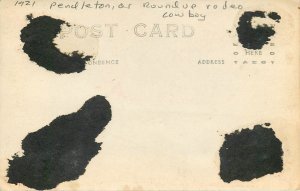 1921 Pendleton Oregon Roundup Rodeo cowboy RPPC Postcard 25-11779