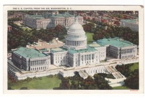 US Capitol, Washington DC, Vintage Washington News Co. Aerial View Postcard