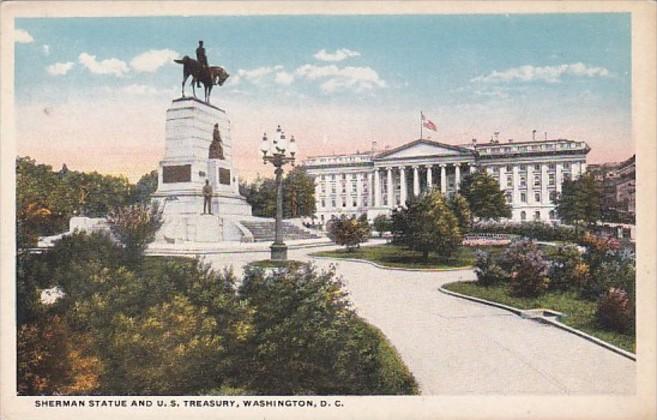 Washington D C Sherman Statue and United States Treasury