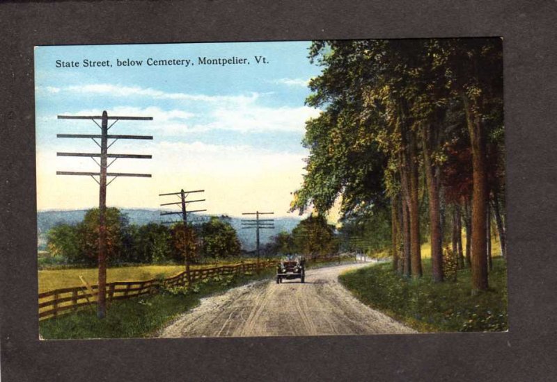 VT State Street below Cemetery Montpelier Vermont Vintage Postcard