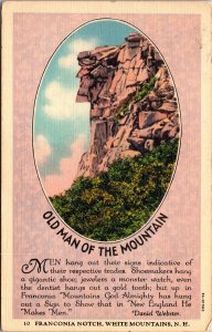 Vtg Old Man of the Mountain Franconia Notch White Mountains NH 1930s Postcard