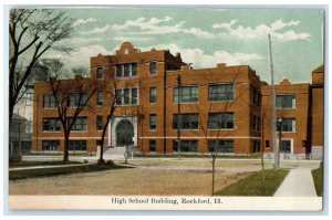 c1910 High School Building Rockford Illinois IL Antique Unposted Postcard