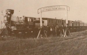 Union Pacific Railroad Directors At 100th Meridian in 1866 RPC Postcard