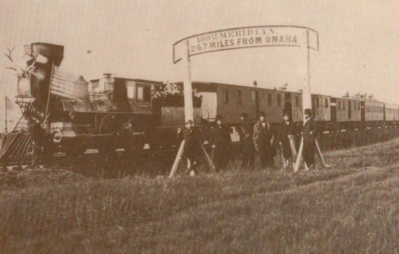 Union Pacific Railroad Directors At 100th Meridian in 1866 RPC Postcard