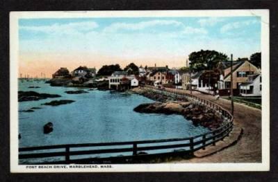 MA View of Fort Beach Drive MARBLEHEAD MASS PC Postcard