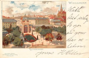 Germany 1899 Wiesbaden Kochbrunnen Art by C Muench postcard C312