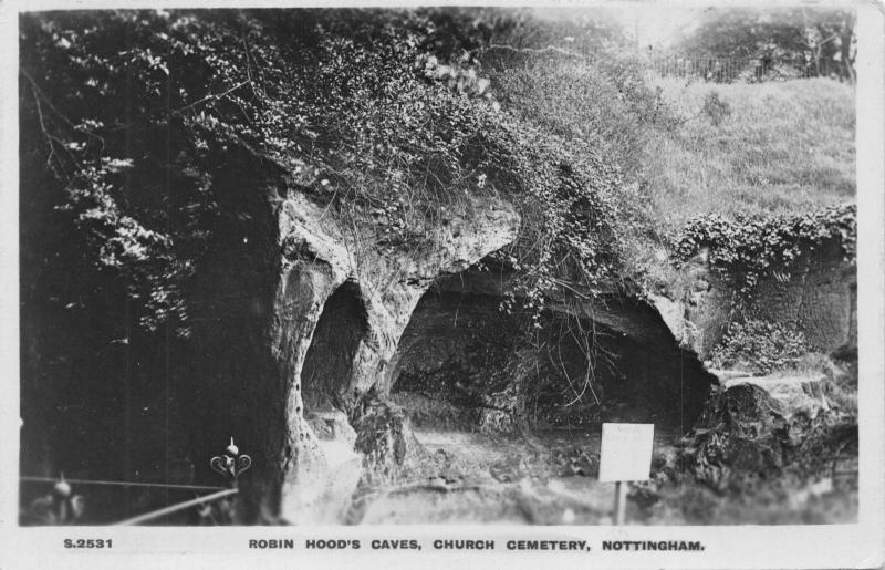 NOTTINGHAM UK~ROBIN HOOD'S CAVES-CHURCH CEMETERY-KINGSWAY PHOTO POSTCARD