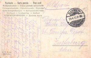 A092 Painting 1915 Feldpost WWI signed Wilh Eilers Sunset Boat Windmill postcard