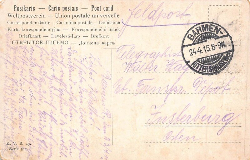 A092 Painting 1915 Feldpost WWI signed Wilh Eilers Sunset Boat Windmill postcard