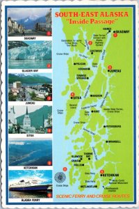 Postcard Alaska Map - South East Alaska Inside Passage