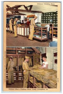 1945 Clothing Store Camp Livingston LA Multiview WW2 Soldier Mail Postcard