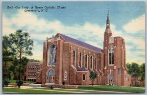 Greensboro North Carolina 1940s Postcard Our Lady Of Grace Catholic Church