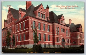 Terre Haute Indiana~Wiley High School~Huge Dormers, Thin Chimneys~c1910 Postcard