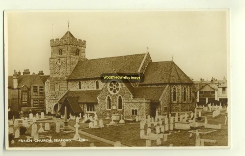 cu1088 - Parish Church , Seaford , Sussex - postcard