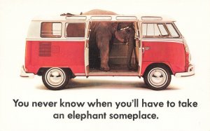 1965 VW You never know when you'll have to take an elephant someplace Postcard