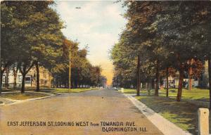 Bloomington Illinois c1910 Postcard East Jefferson Street Looking West