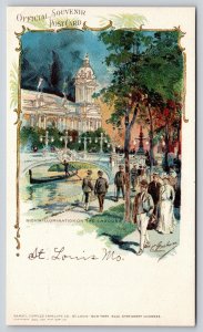 St Louis MO~1904 World's Fair~Victorians Stroll Lagoon @ Night~Artist Graham