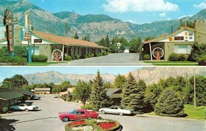 OGDEN, Utah UT   MILLSTREAM MOTEL & Logo Car  ROADSIDE  1973 Chrome Postcard