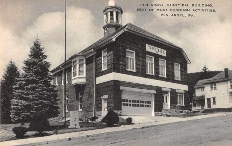 Pen Argyl Pennsylvania Municipal Building Town Hall Antique Postcard J67218