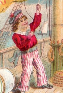 1870s-80s Clark's ONT Spool Cotton Sailor Boy Ships Sea F141