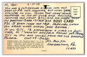 Postcard PA Pennsylvania Map