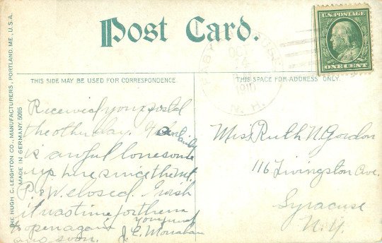 Mt Washington Hotel White Mountains, NH Partial View Postcard 1910 Postmark