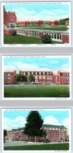 3 Postcards UNIVERSITY of OREGON, Eugene OR~ CAMPUS Men's Dorm, Women's Building