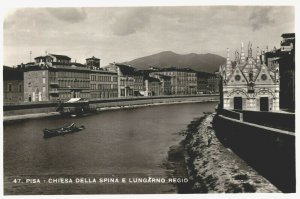 Italy Pisa Chiesa Della Spina E Lungarno Regio Vintage RPPC 04.20