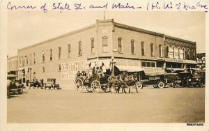 C-1920's Corner State Street Main HESS CITY KS Ness County RPPC postcard 11303