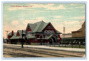 1914 Union Station Muncie Indiana IN Matthews IN Posted Antique Postcard