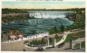 Vintage Postcard 1933 Gateway To Victoria Park Niagara Falls Waterfall Canada