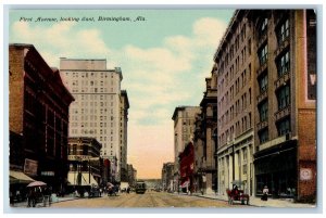 Birmingham Alabama AL Postcard First Avenue Looking East Exterior Building c1910