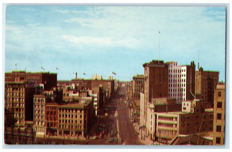 c1950's Portage Avenue Looking West from Main Street Winnipeg Canada Postcard